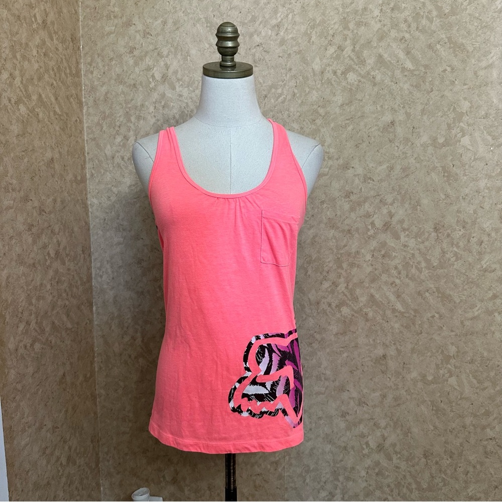 Y2K Fox Pink and Black Fitted Racerback Tank Top